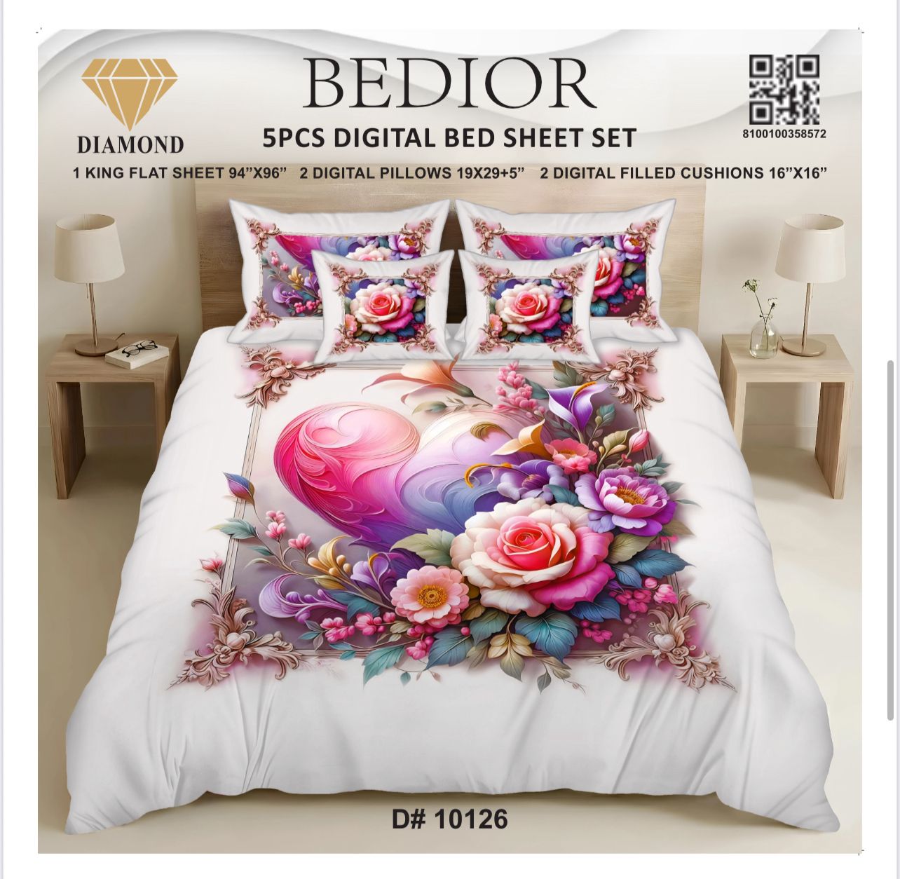 BEDIOR 5PCS DIGITAL BED SHEET SET 10126