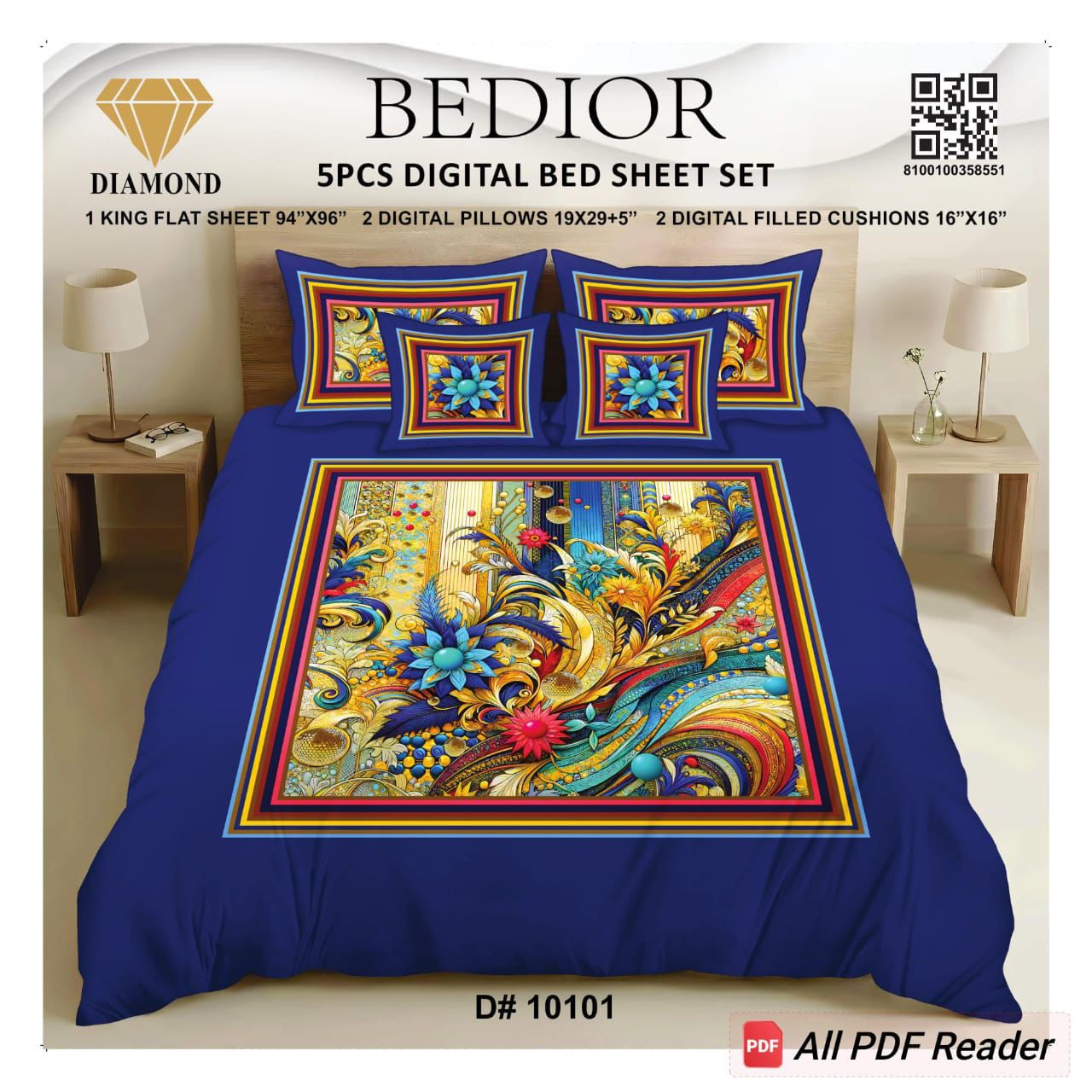 BEDIOR 5PCS DIGITAL BED SHEET SET 10101