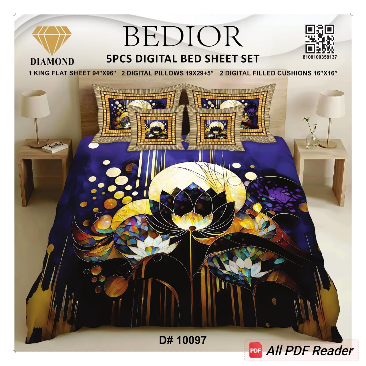 BEDIOR 5PCS DIGITAL BED SHEET SET 10095