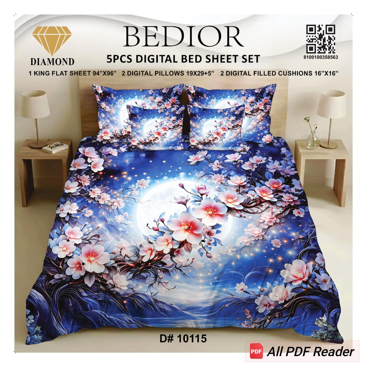 BEDIOR 5PCS DIGITAL BED SHEET SET 10115