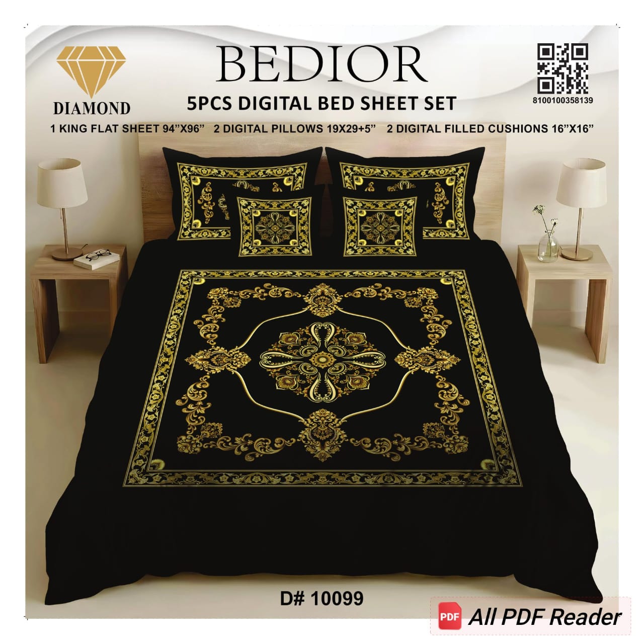 BEDIOR 5PCS DIGITAL BED SHEET SET 10099