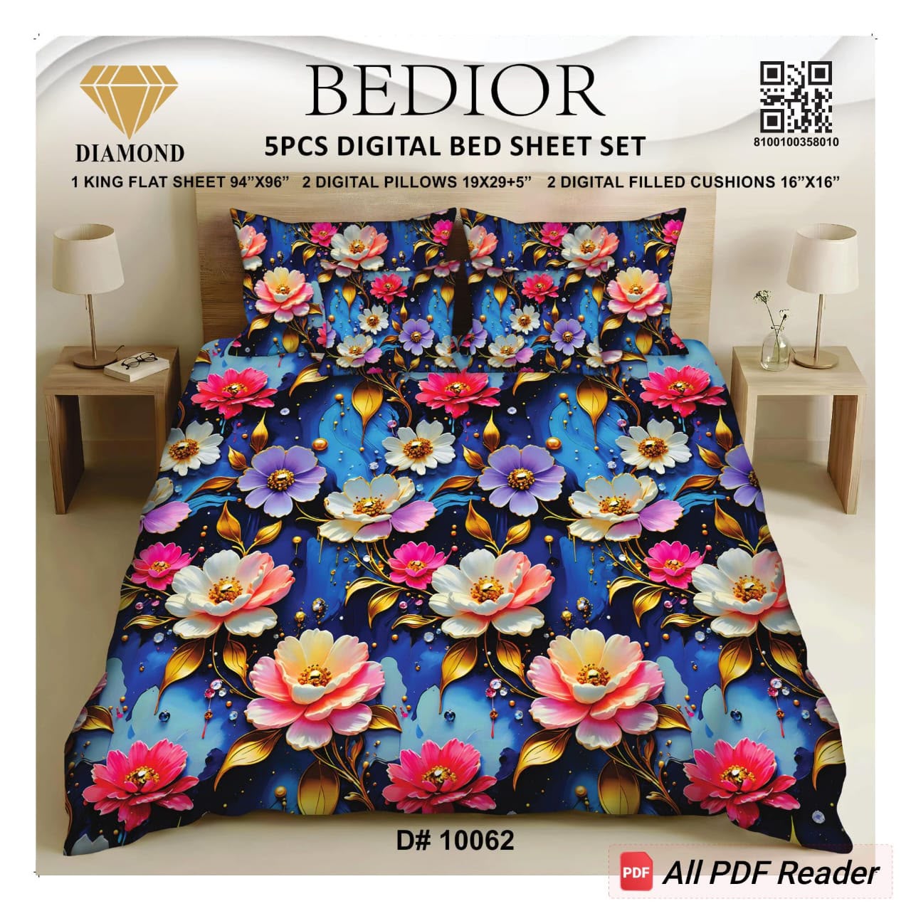 BEDIOR 5PCs DIGITAL BED SHEET SET 10062