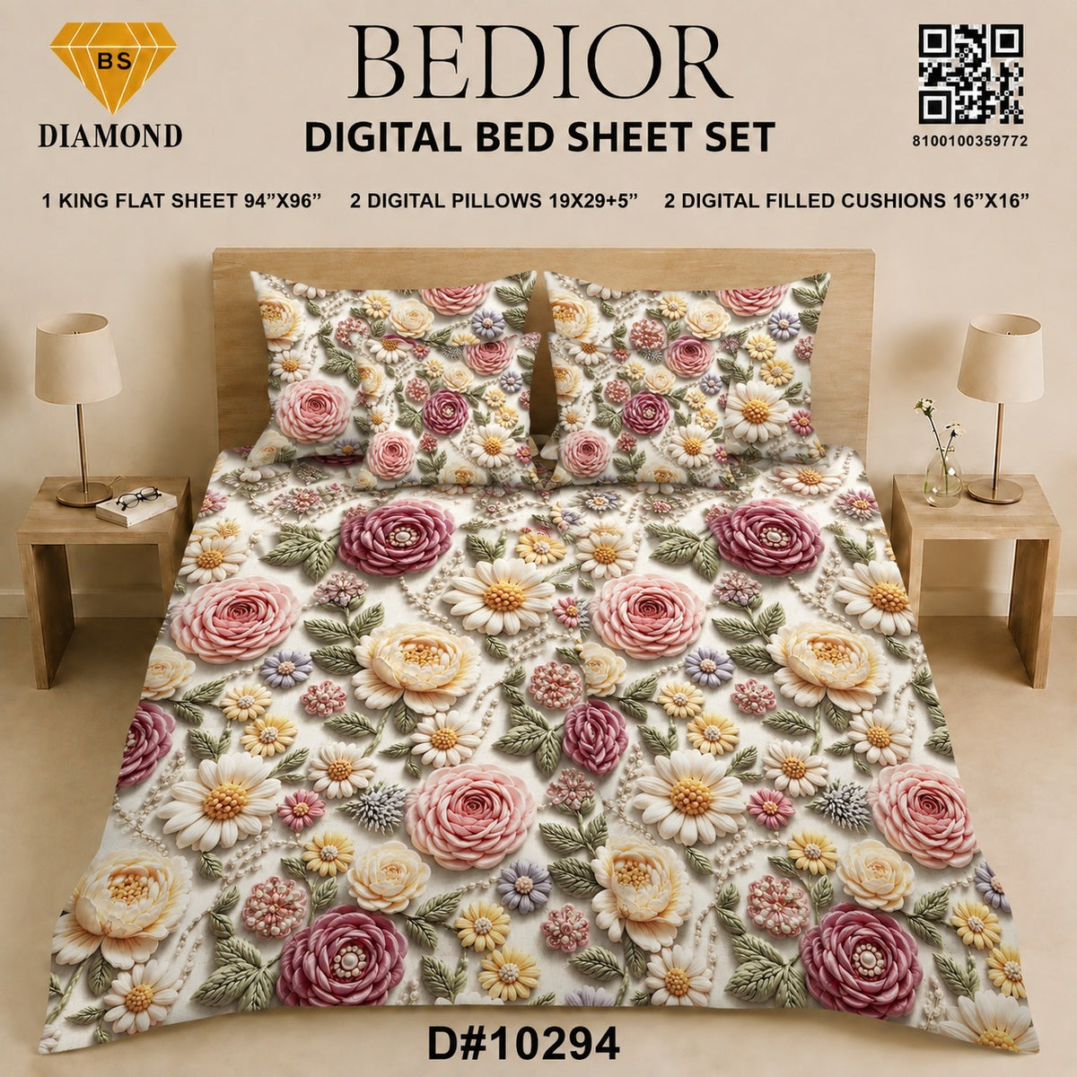 BEDIOR 5PCS DIGITAL BED SHEET SET 10294