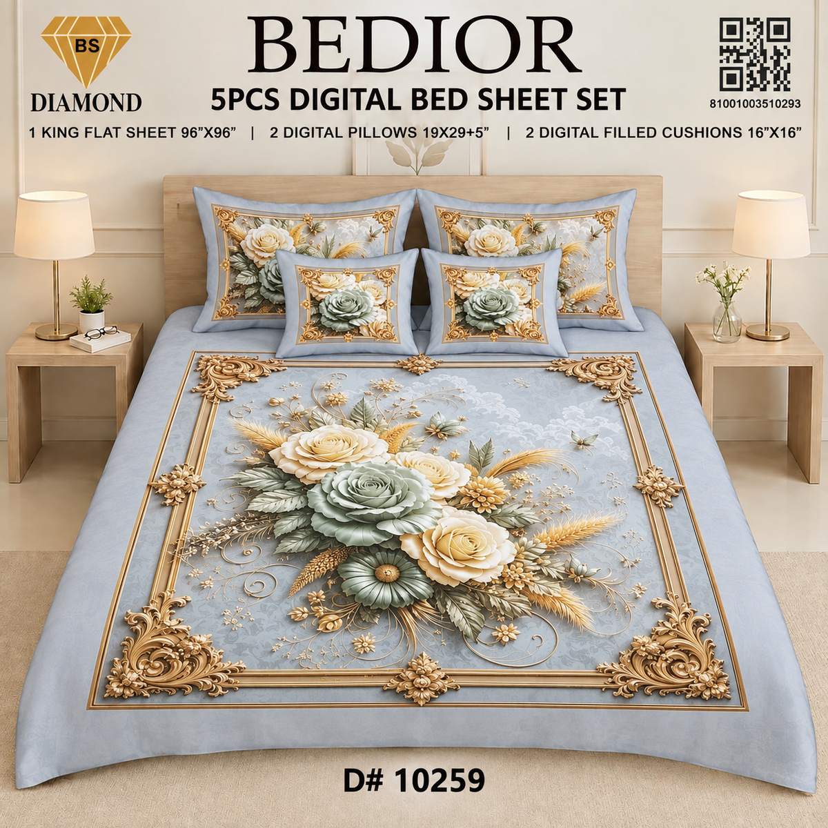 BEDIOR 5PCs DIGITAL BED SHEET SET 10259