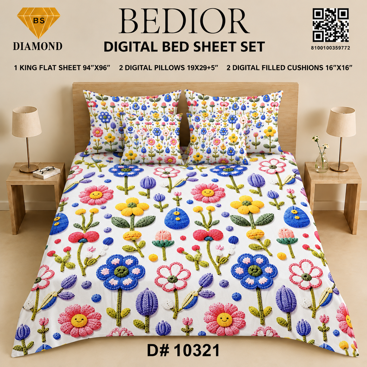 BEDIOR 5PCS DIGITAL BED SHEET SET 10321