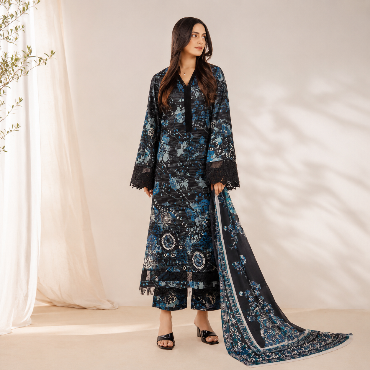 LAWN DUPATTA 3PC BRANDED COLLECTION