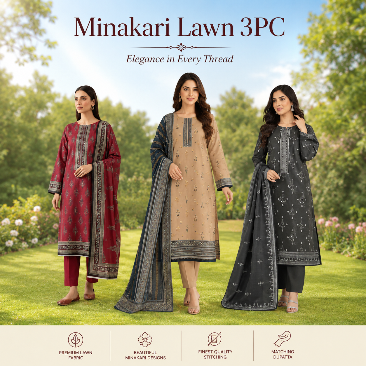 Minakari Lawn 3PC