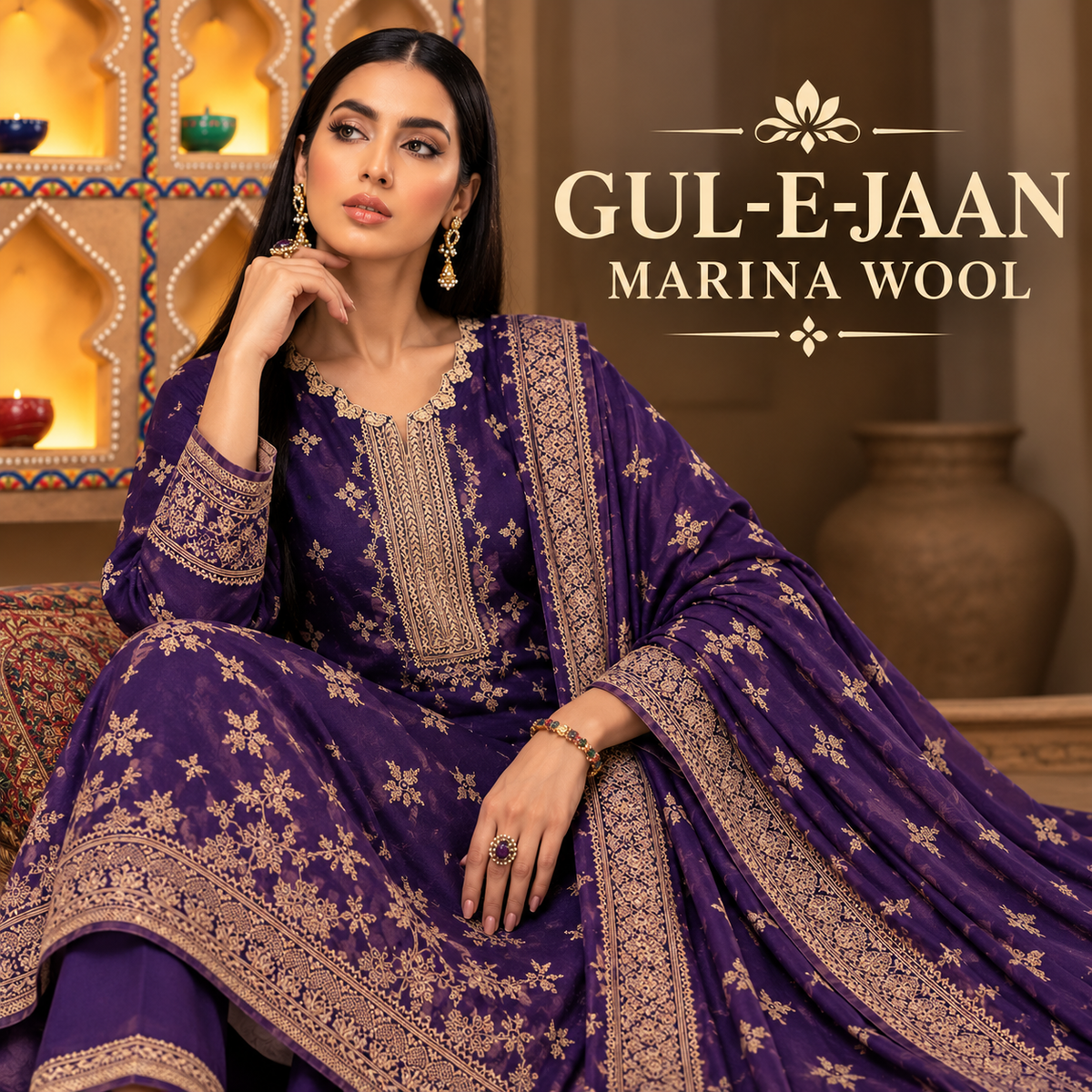 GUL-E-JAAN MARINA WOOL PRINTED 3PC
