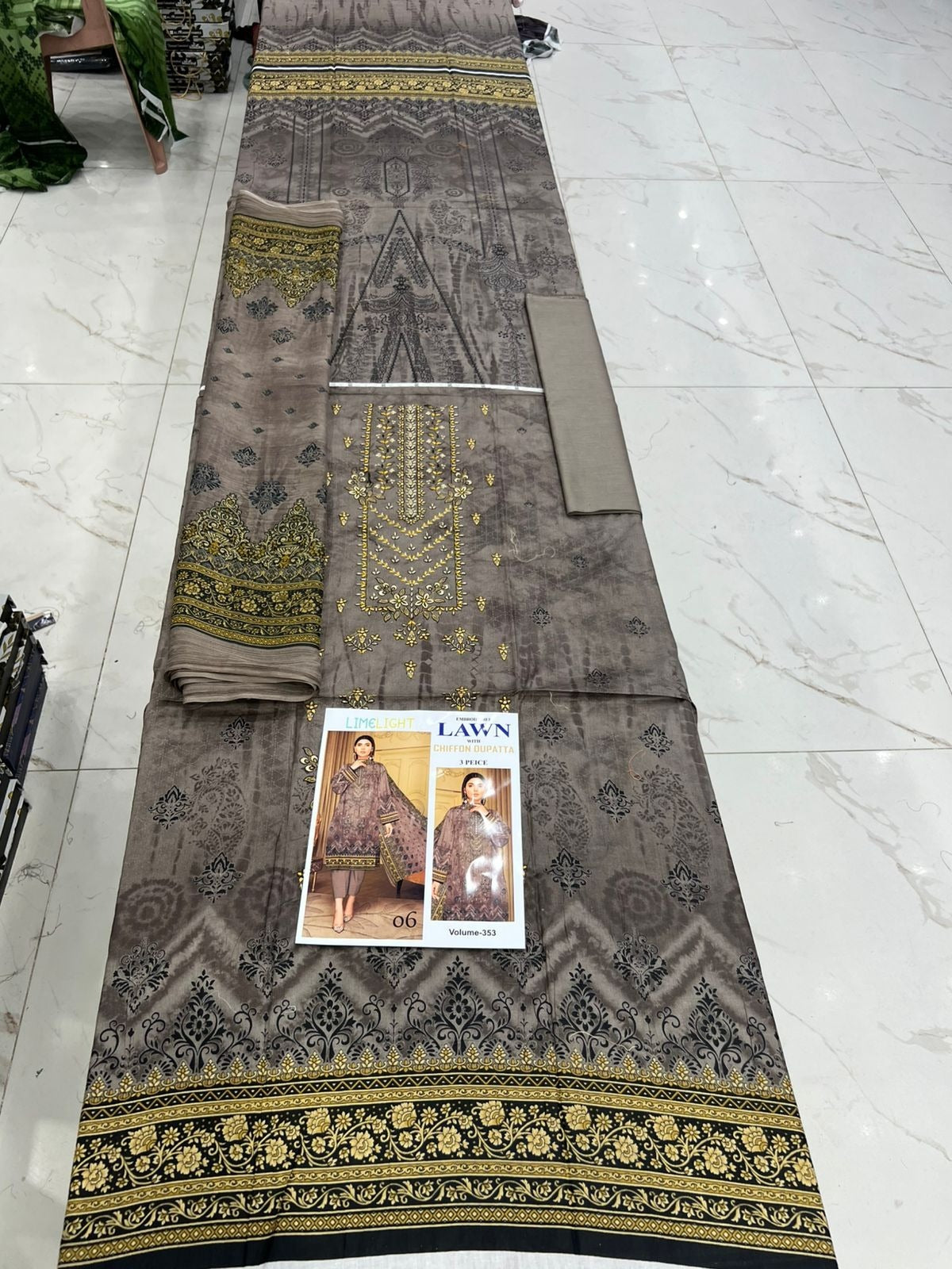 Summer Luxury Lawn – EMB Suit with Chiffon Dupatta