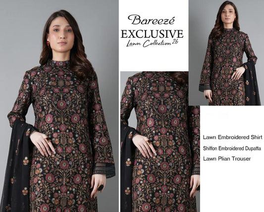 Bareeze Exclusive Lawn Collection 2026 – Premium EMB 3PC