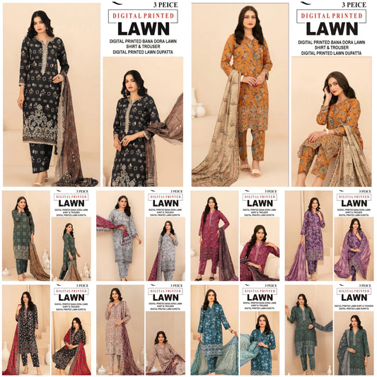 Baroque BANA DORA LAWN – Digital Printed 3PC