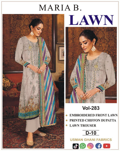 Luxury EMB Lawn 3PC with Chiffon Dupatta – Summer Edition