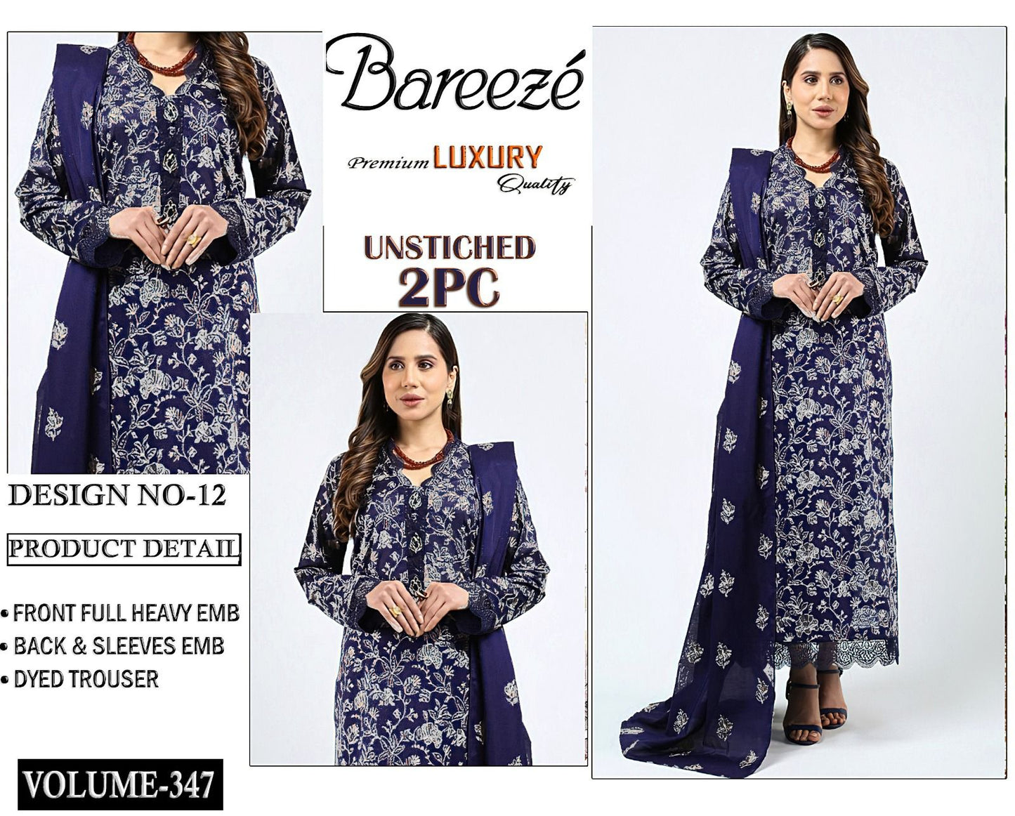 Bareeze Luxury Collection – Embroidered Lawn 2PC