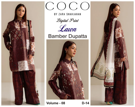 COCO by Zara Shah Jahan 3PC Lawn Suit with Bamber Chiffon Dupatta