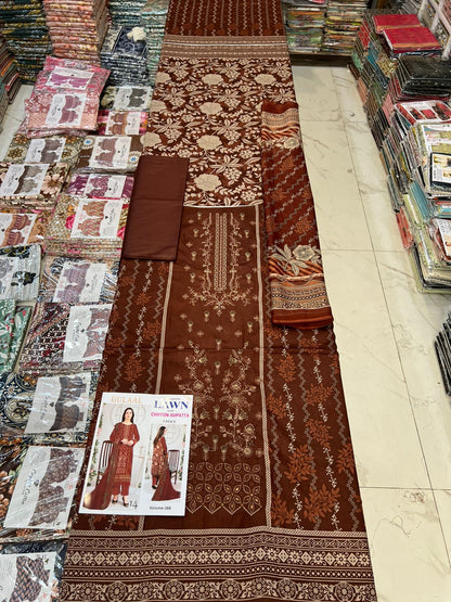 Summer Luxury Lawn – EMB Suit with Chiffon Dupatta