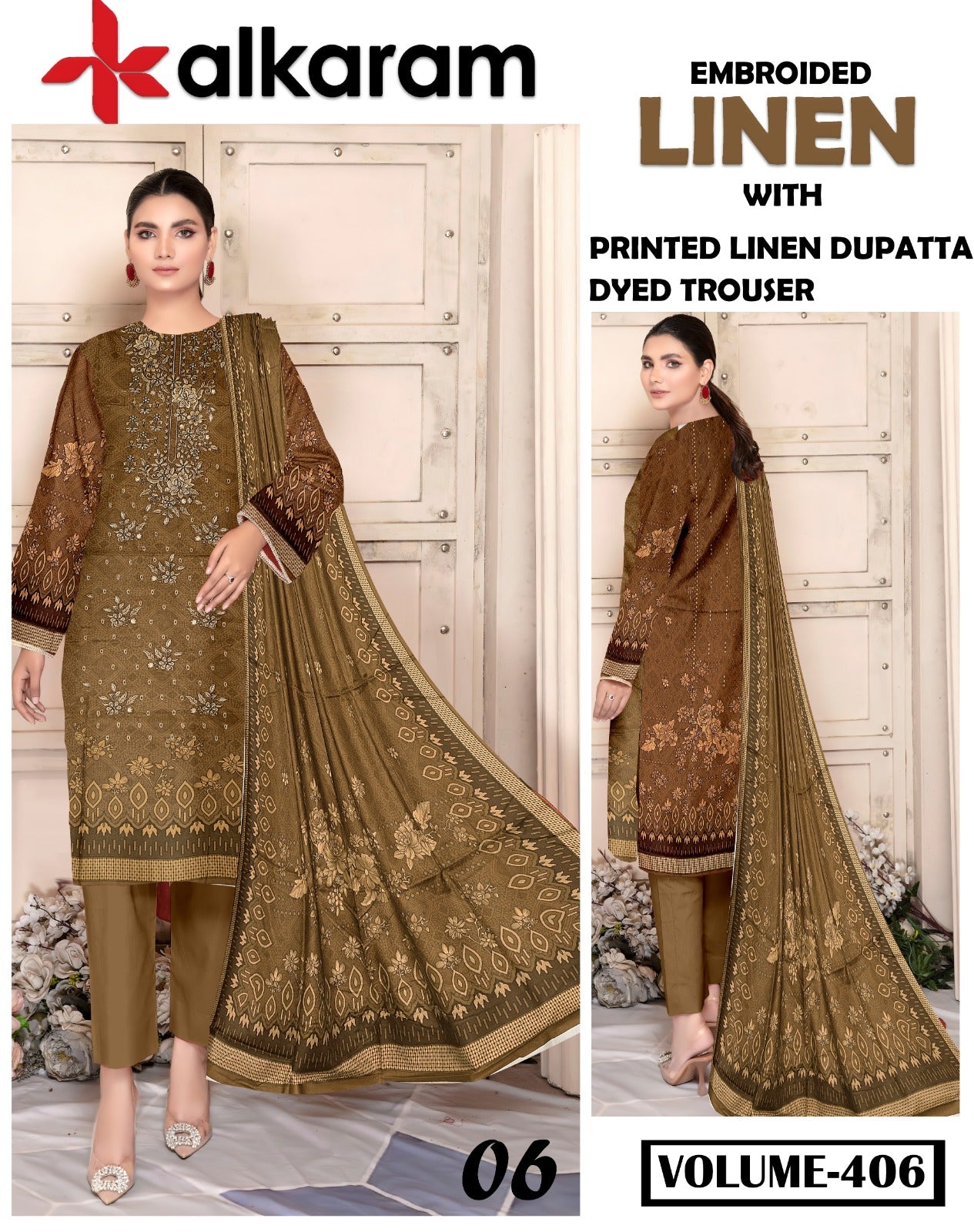 EMBROIDERED LINEN 3PC Multi Brands