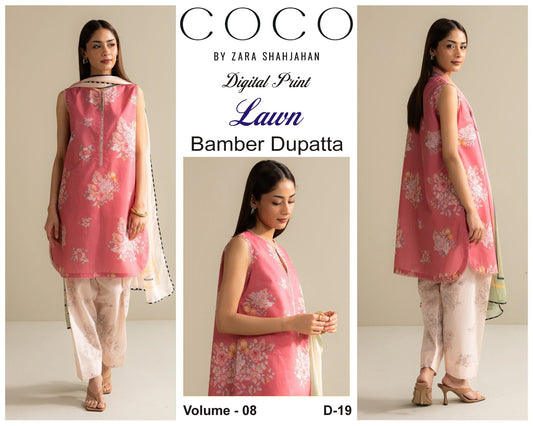 COCO by Zara Shah Jahan Digital Printed 3PC Lawn Suit with Bamber Chiffon Dupatta