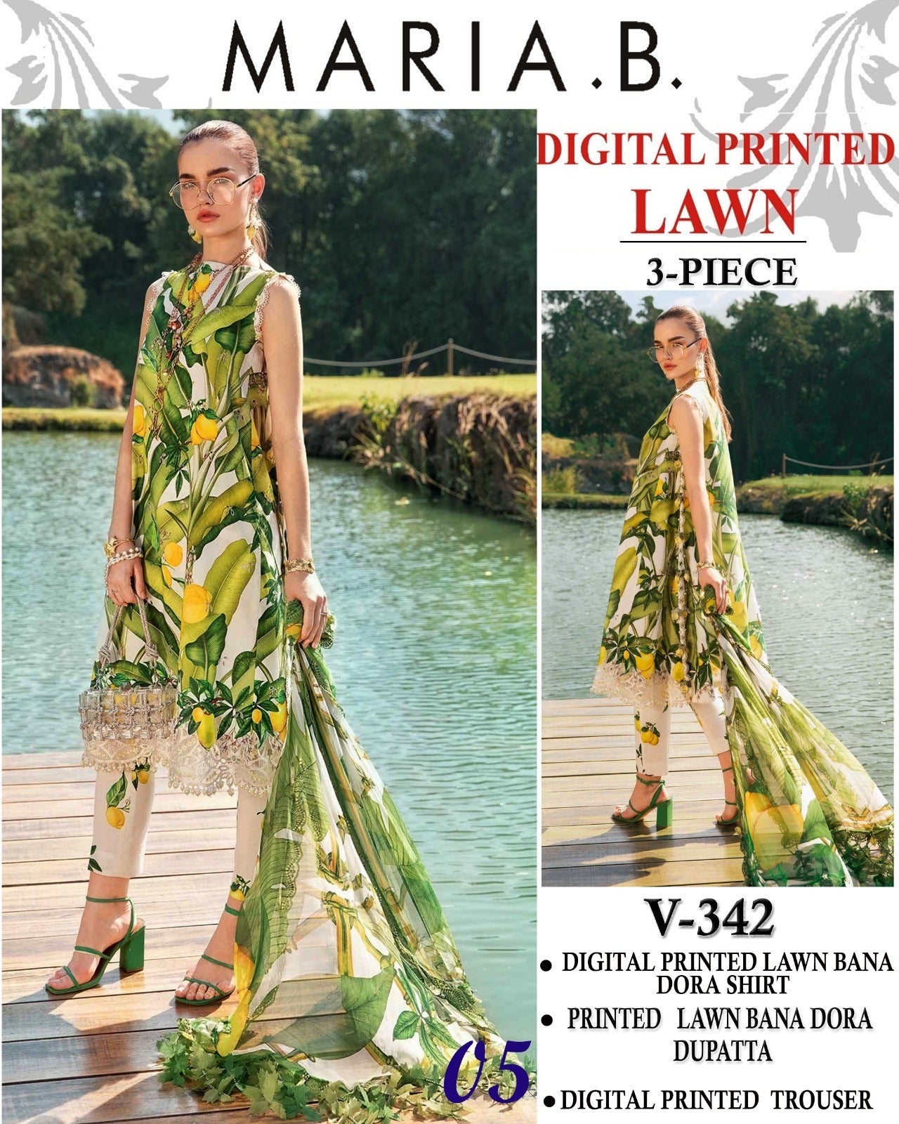 Vol 342 Maria B Lawn – Digital Printed 3PC | Bana Dora Quality