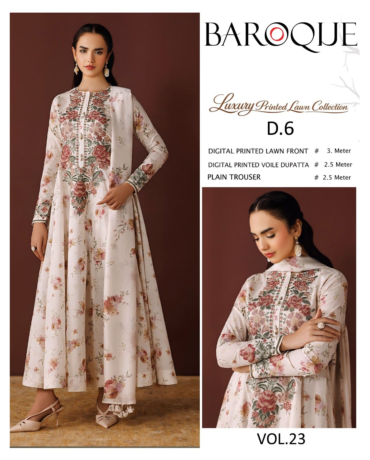 Baroque Lawn 3 Piece With Lawn dupatta