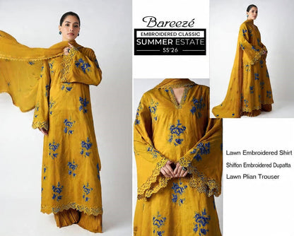 Bareeze Exclusive Lawn Collection 2026 – Premium EMB 3PC