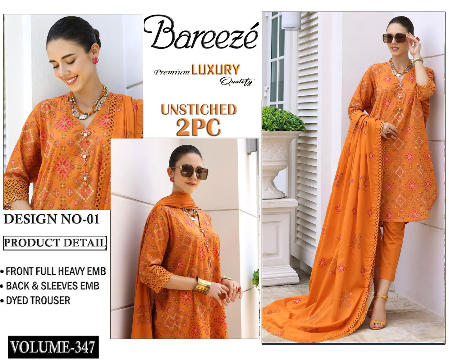 Bareeze Luxury Collection – Embroidered Lawn 2PC
