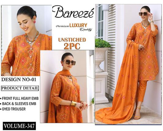 Bareeze Luxury Collection – Embroidered Lawn 2PC