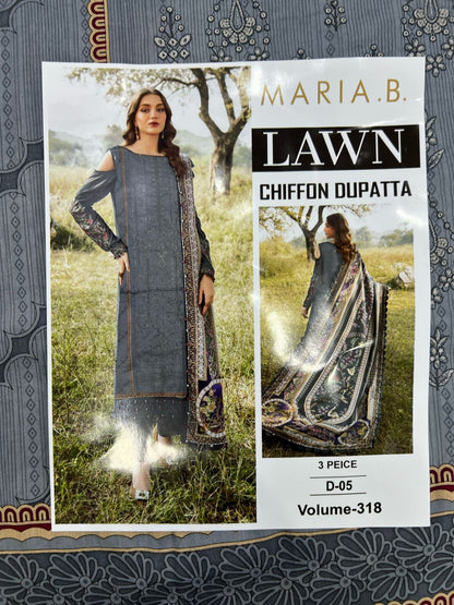 Summer Luxury Lawn – EMB Suit with Chiffon Dupatta