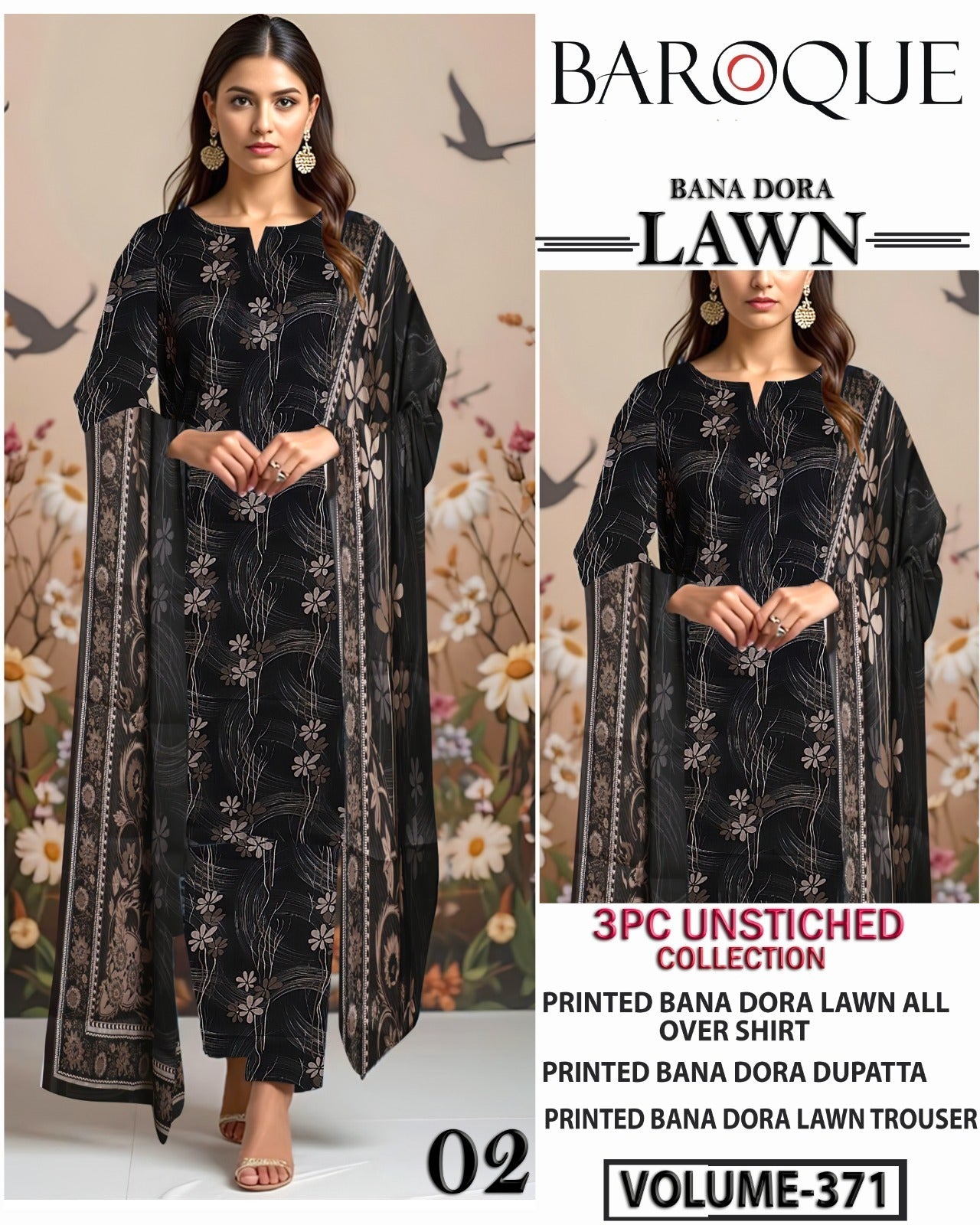 Baroque Bana Dora Lawn 3PC
