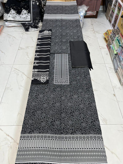 Black Series Lawn 3 Piece With Lawn dupatta