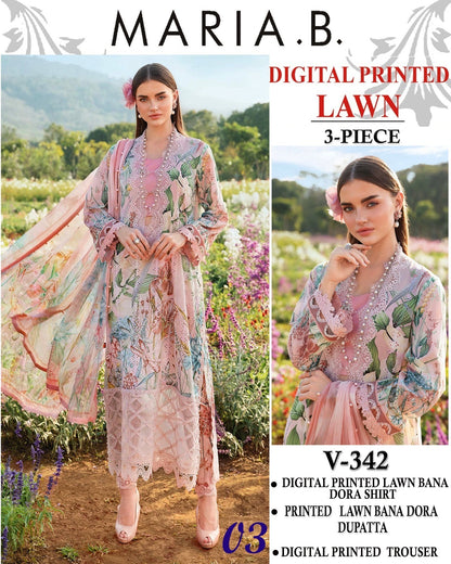 Vol 342 Maria B Lawn – Digital Printed 3PC | Bana Dora Quality