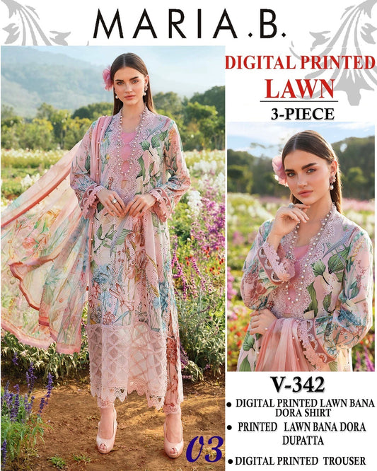 Vol 342 Maria B Lawn – Digital Printed 3PC | Bana Dora Quality