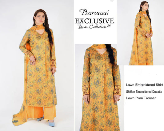 Bareeze Exclusive Lawn Collection 2026 – Premium EMB 3PC