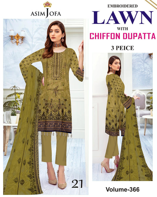 Summer Luxury Lawn – EMB Suit with Chiffon Dupatta