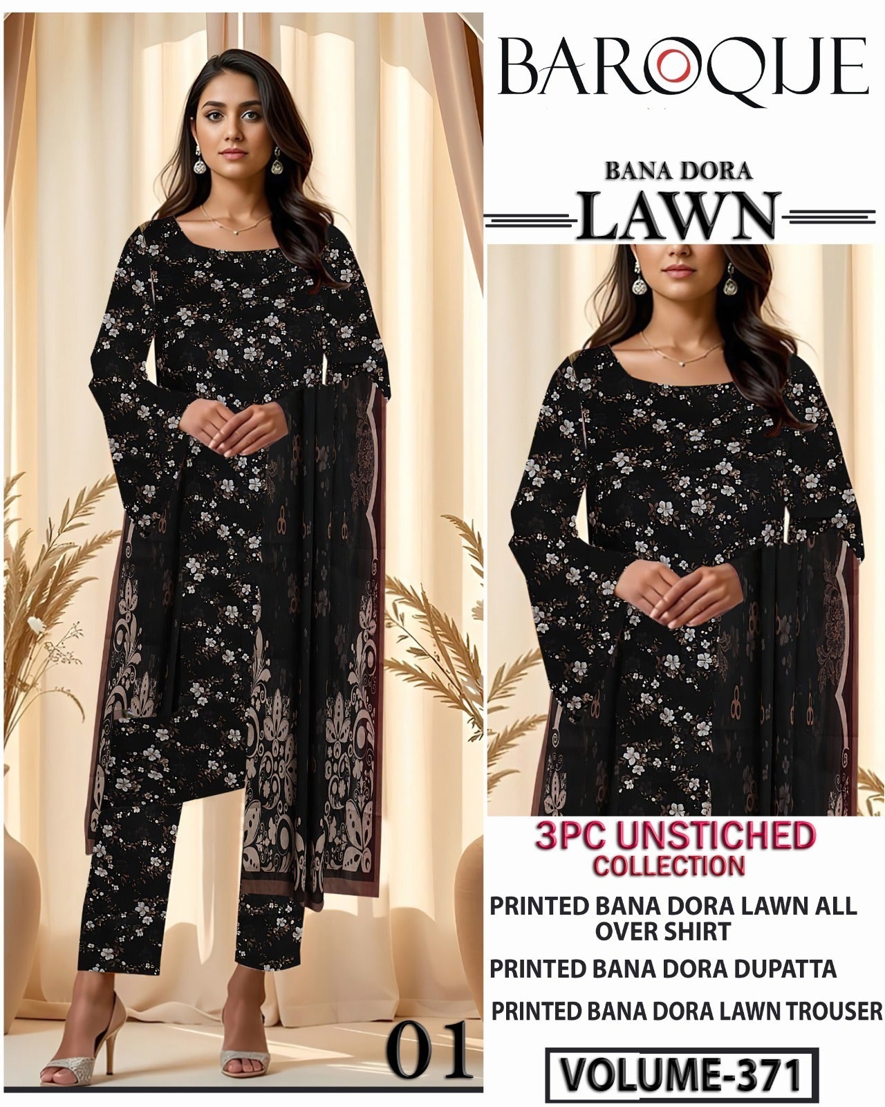 Baroque Bana Dora Lawn 3PC