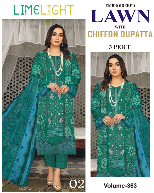 Summer Luxury Lawn – EMB Suit with Chiffon Dupatta