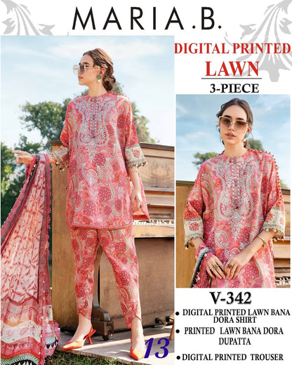 Vol 342 Maria B Lawn – Digital Printed 3PC | Bana Dora Quality