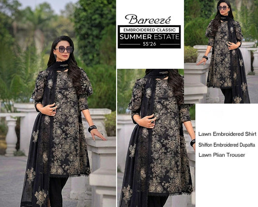 Bareeze Exclusive Lawn Collection 2026 – Premium EMB 3PC