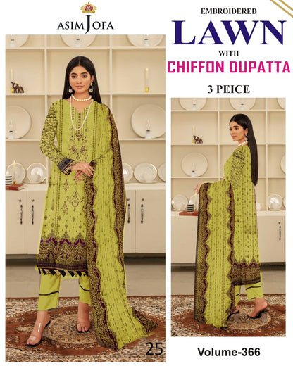 Summer Luxury Lawn – EMB Suit with Chiffon Dupatta