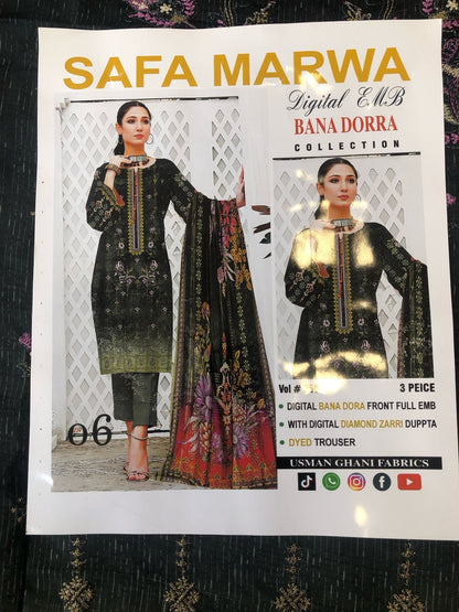 Safa Marwa Original Lawn 3-PC Embroidered Collection
