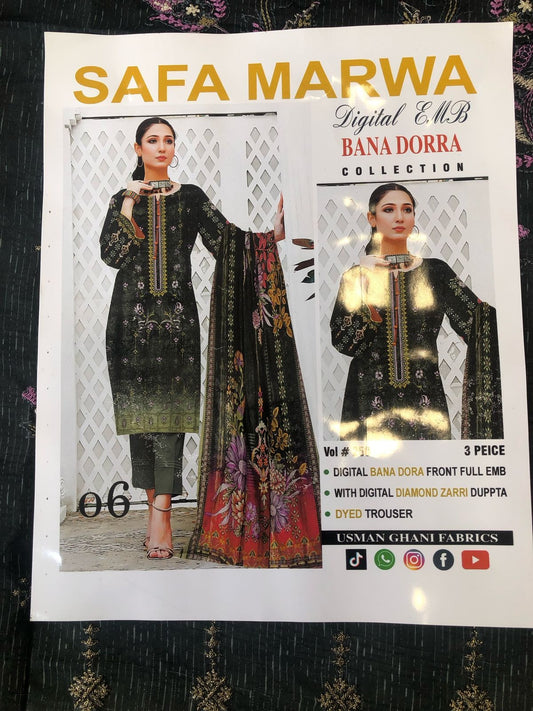 Safa Marwa Original Lawn 3-PC Embroidered Collection
