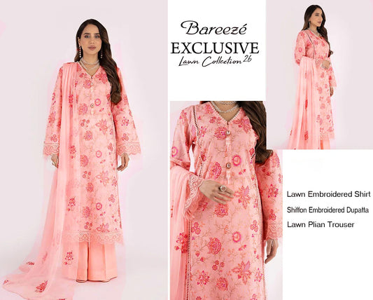 Bareeze Exclusive Lawn Collection 2026 – Premium EMB 3PC
