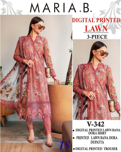 Vol 342 Maria B Lawn – Digital Printed 3PC | Bana Dora Quality