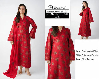Bareeze Exclusive Lawn Collection 2026 – Premium EMB 3PC
