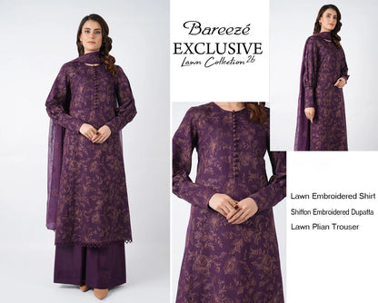 Bareeze Exclusive Lawn Collection 2026 – Premium EMB 3PC