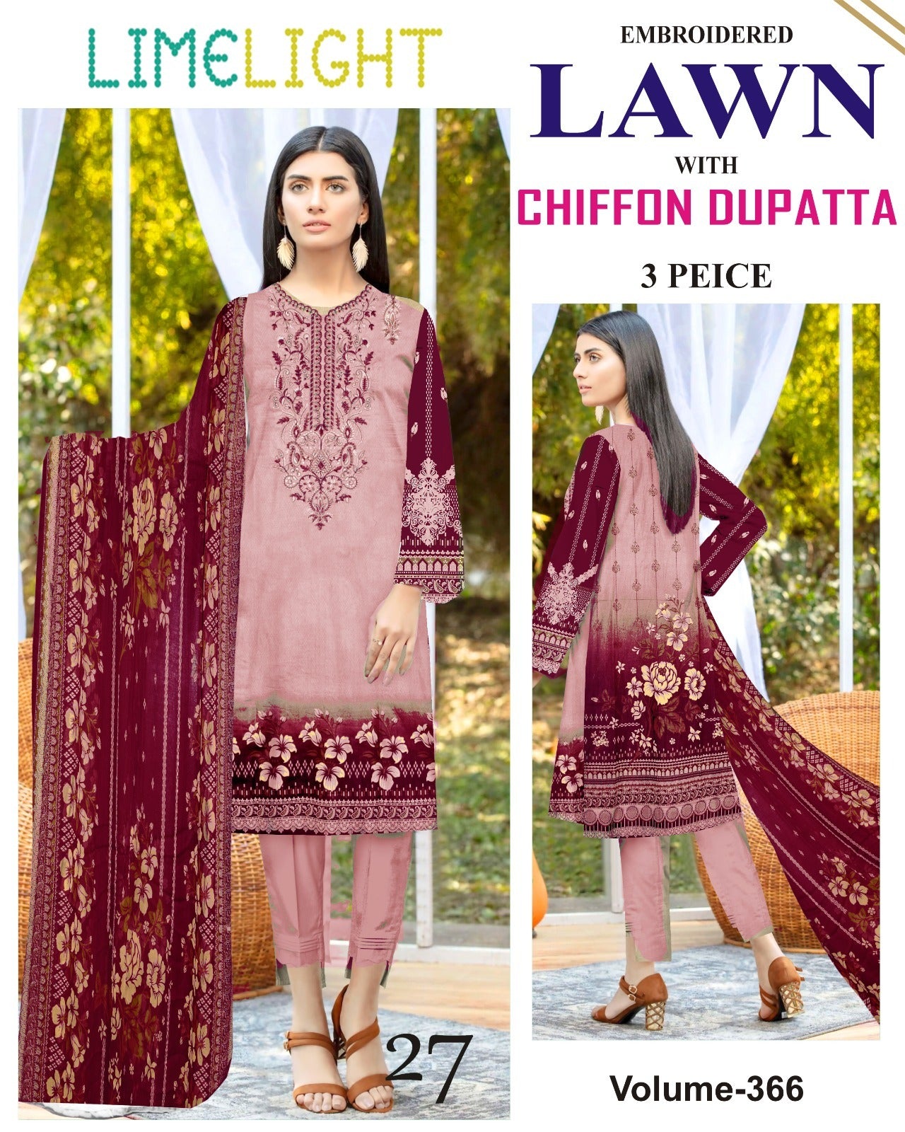 Summer Luxury Lawn – EMB Suit with Chiffon Dupatta