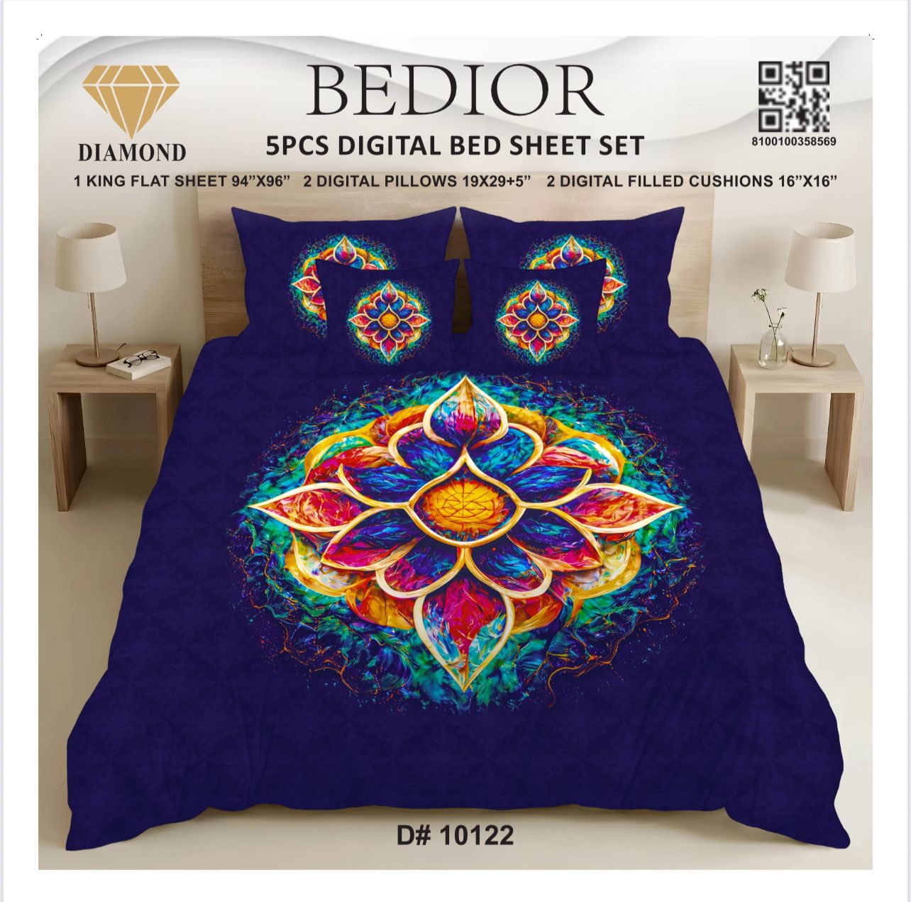 BEDIOR 5PCS DIGITAL BED SHEET SET 10122