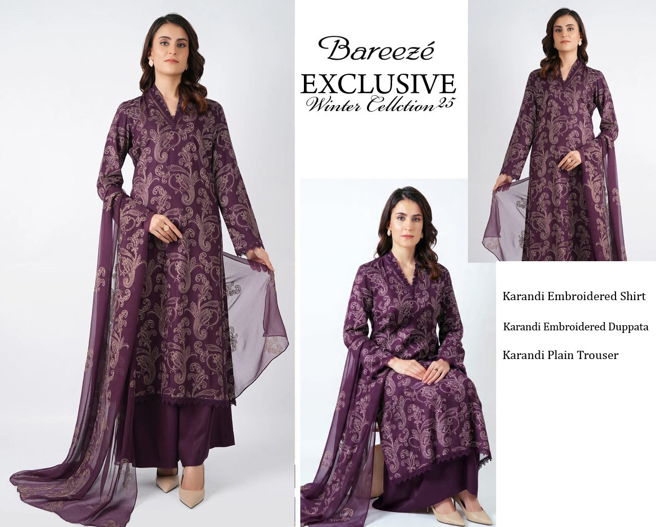 Bareeze karandi Embroidered 3PC