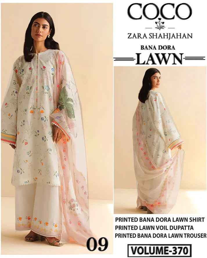 COCO ZARA SHAHJAHAN BANA DORA LAWN 3PC