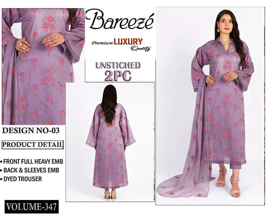 Bareeze Luxury Collection – Embroidered Lawn 2PC