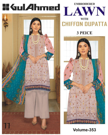 Summer Luxury Lawn – EMB Suit with Chiffon Dupatta